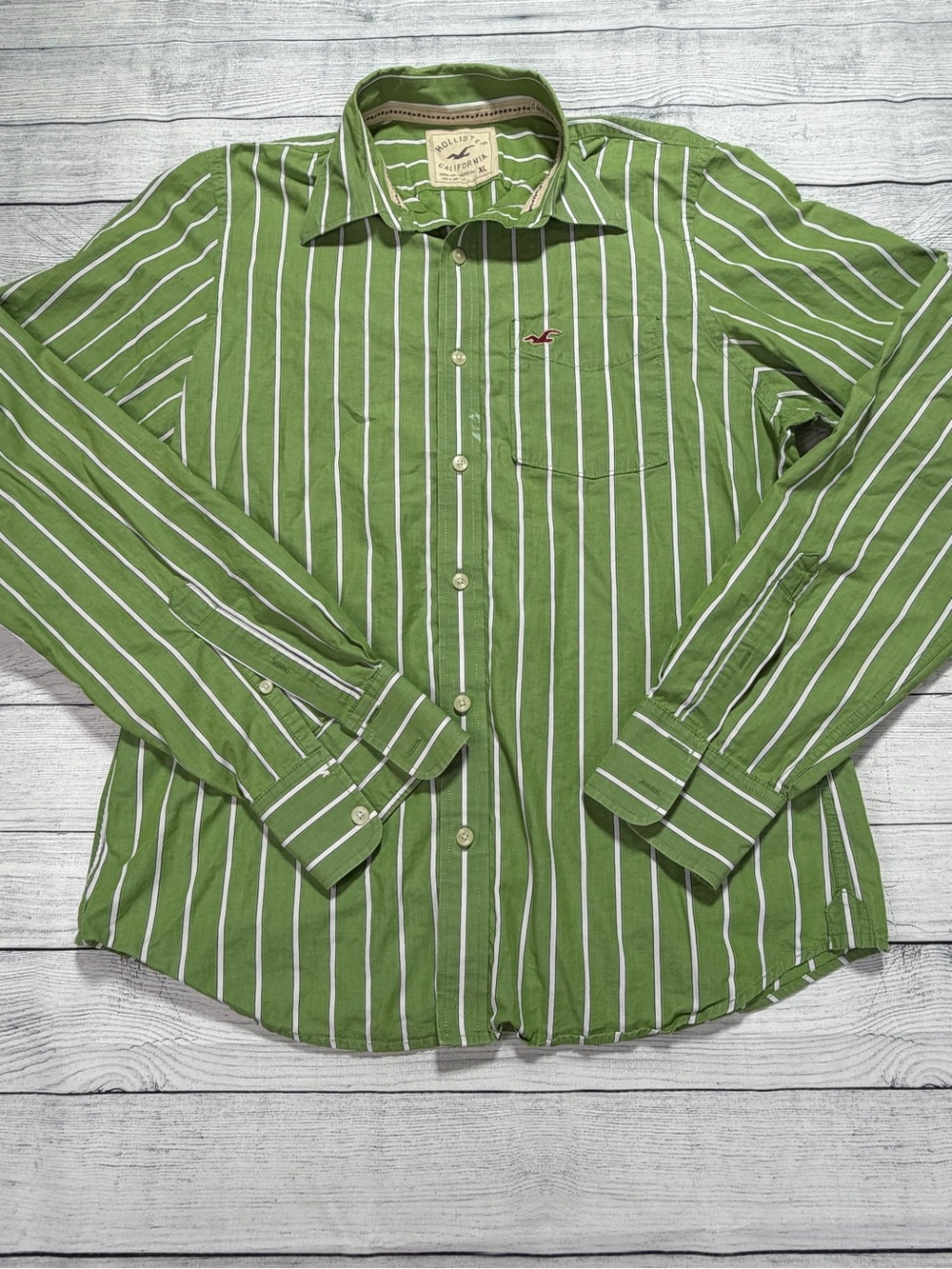 Hollister Y2K Vintage Men's XL Striped Button Down Shirt Vintage, Casual, Preppy